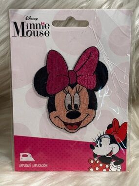 Disney MINNIE MOUSE Pink Bow Iron On Applique NEW